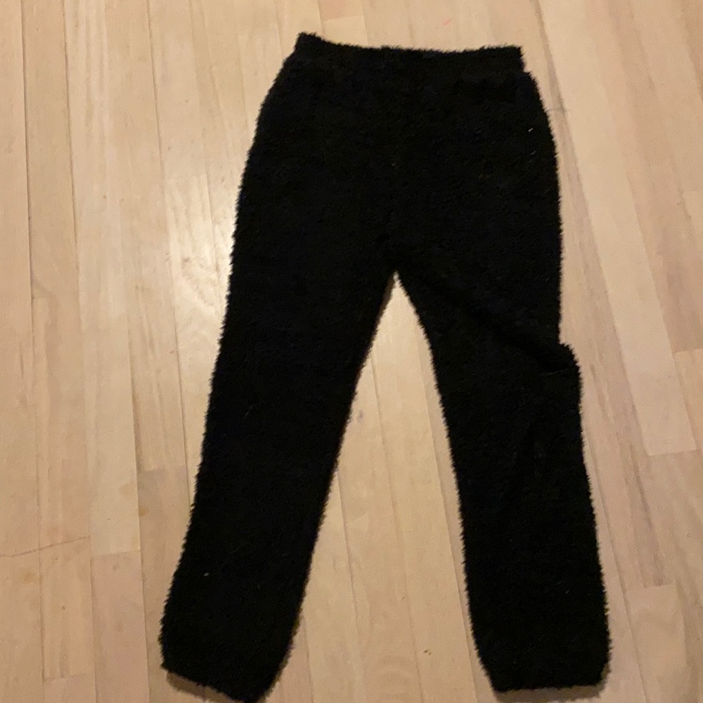 Black furry sweatpants